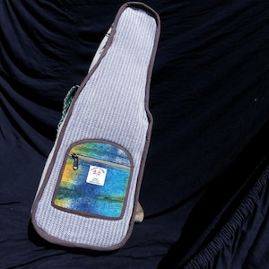 Einzigartiger, handgefertigter Kinderrucksack für Ukulele/Gitarre/Gitarre aus Hanf und Himalaya-Baumwolle – Ethno-Muster – Handgefertigt in Nepal