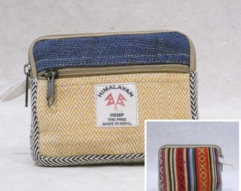 Monedero artesanal único hecho de cáñamo y algodón del Himalaya - Hecho a mano en Nepal