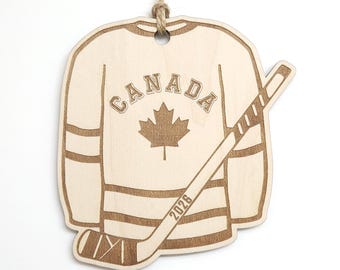 2026 Canada Hockey Jersey Wood Ornament - Wooden Sports Keepsake