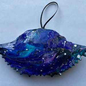 Hand Painted Galaxy Crab Shell Ornament
