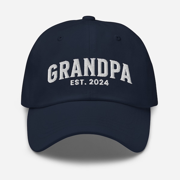 Grandpa Custom Embroidered Hat, Custom Dad Hats, New Grandpa 2024, New grandparent, Pregnancy Announcement, Personalized Gifts