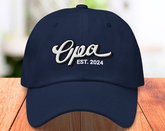 Custom Embroidered Hat, Opa Gifts, Est 2024, Pregnancy Announcement Grandparents, Grandpa ball cap, New Opa, Fathers Day Gift