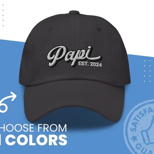 Papi 2024 hat, Pregnancy Announcement New Grandparents, Embroidered Baseball Cap, Father&#39;s Day Gift for Dad, Father in Law Gift, Grandpa Hat