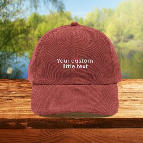 Personalized Corduroy Hat, Vintage Custom Embroidered Hat, Your Custom Text on a Hat, Trendy Embroidery Design Cap, Customizable Gifts