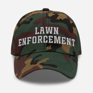 Lawn Enforcement Hat, Funny Dad Hat for Landscapers & Lawn Care Lovers, Mowing Gift for Him, Yard Work Baseball Cap, Lawn Care Humor