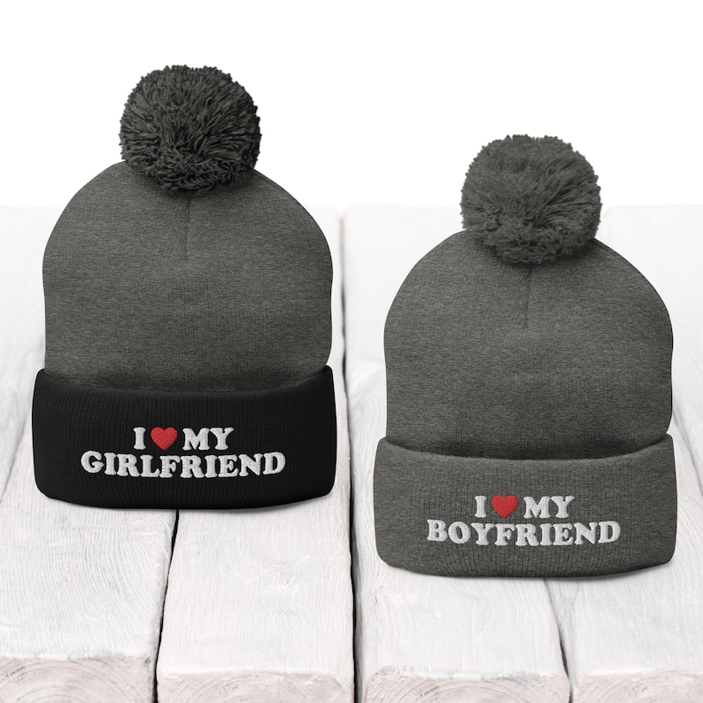 Couples Matching Beanies, I Love My Boyfriend / Girlfriend Hats, Custom