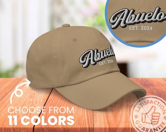 Abuelo 2024 Hat, Pregnancy Announcement, Grandparent gift, Established 2024, Abuelo Gift, Grandpa Embroidered Dad Hat, Fathers Day Gift
