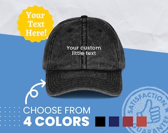Custom Vintage Hat, Personalized Embroidered Hat, Your Custom Text on a Hat, Trendy Design Hat Embroidery, Customized Gifts