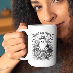 Cute Halloween Ghost Mug Sweet Spooky Coffee Cup Ceramic Fall Mug for Tea Lovers Whimsical Ghost Gift Mug Halloween Decor Ghost Lover Mug