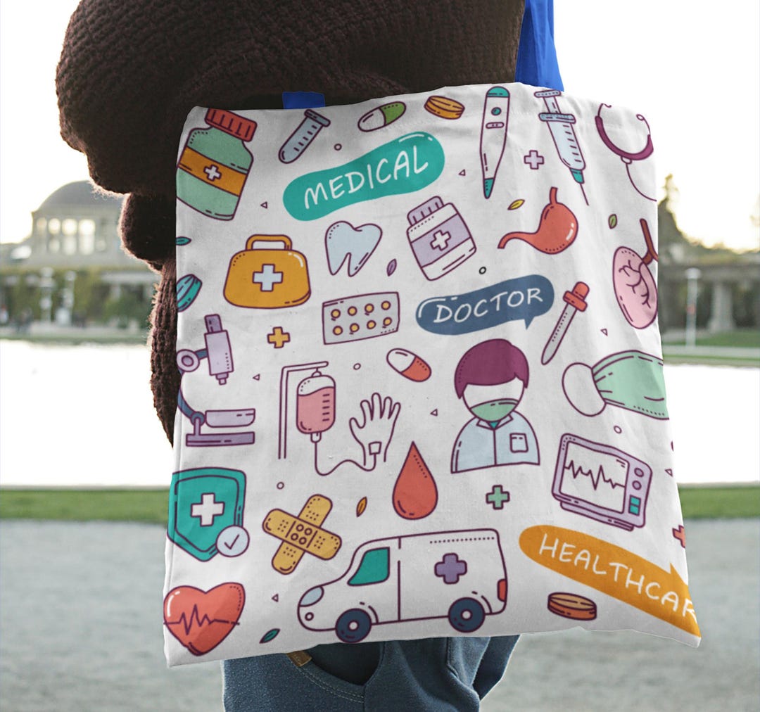 Nurse Themed Medical Tote Bag Gift for ER NICU Nurses Gift Reusable