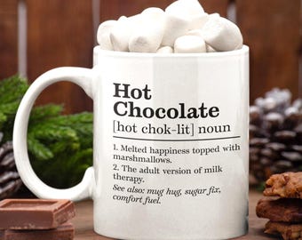 Hot Chocolate Mug, Christmas Gift Idea, Hot Cocoa Lovers Gift, Coffee Cup, Cozy Drinkware, Marshmallow Mug, Stocking Stuffer