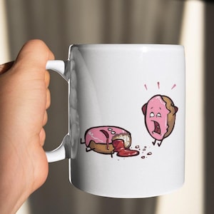 Funny Donut Murder Mug – Hilarious Jelly Donut Coffee Cup, Food Humor Gag Gift for Coworkers, Friends, Donut Lovers, Office, Birthday