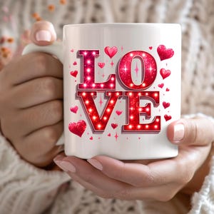 Valentine&#39;s Day Love Mug Heartwarming White Ceramic Mug Romantic Gift for Her or Him Coffee & Tea Cup for Valentine&#39;s Day or Anniversary