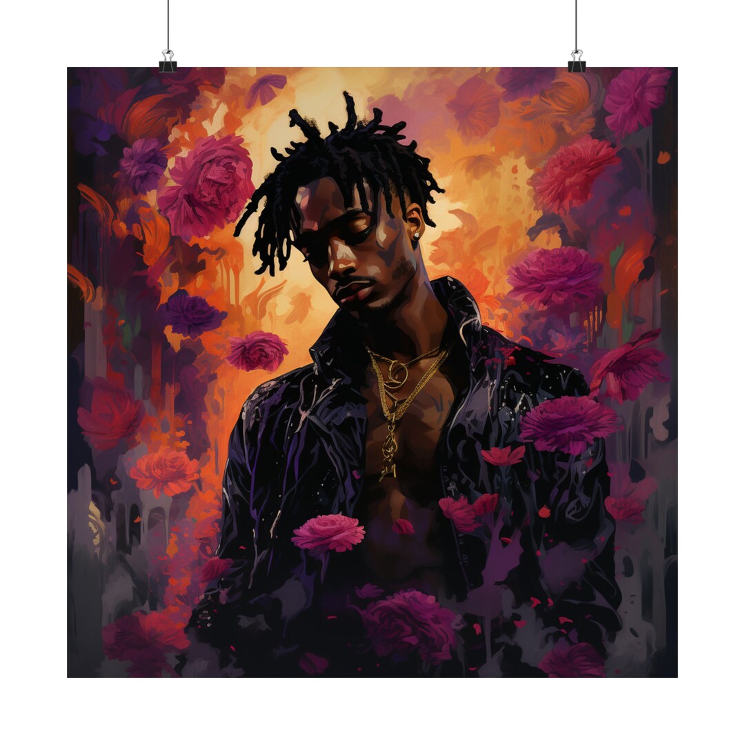Playboi Carti Art, Dark Purple Flower Rapper Poster, Distinct Music ...
