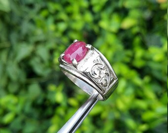 Mens Natural Ruby Ring Natural Antique Ruby Stone Ring Real Ruby Stone Ring Genuine Ruby Stone Ring for Mens Original Mens Yaqoot Stone Ring