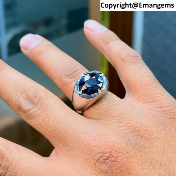 Natural African Blue Sapphire Ring in 925 Sterling Silver