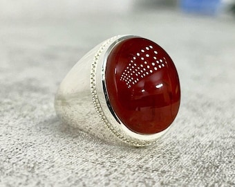 Valentine Day Yemeni Aqeeq Akik Shia Ring Yamani Brown Aqeeq Ring Blood Red Ring