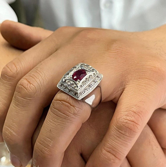 Original African Ruby Ring Real Mens Ruby Ring Na… - image 4