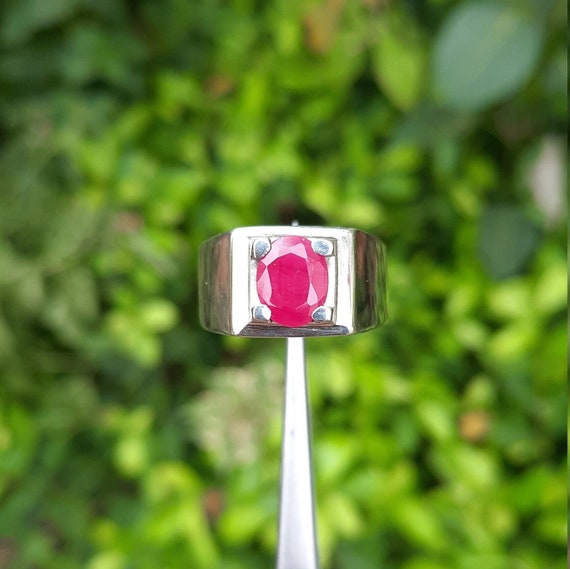 Mens Ruby Ring, Natural Ruby Ring from Afghanista… - image 2