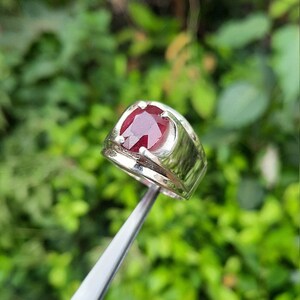 Anillo de rubí original, anillo de rubí real, anillo de rubí genuino de Afganistán, anillos de boda de rubí, anillo de rubí para hombre, anillo de rubí sin tratar, piedra Yaqoot maníaca imagen 5