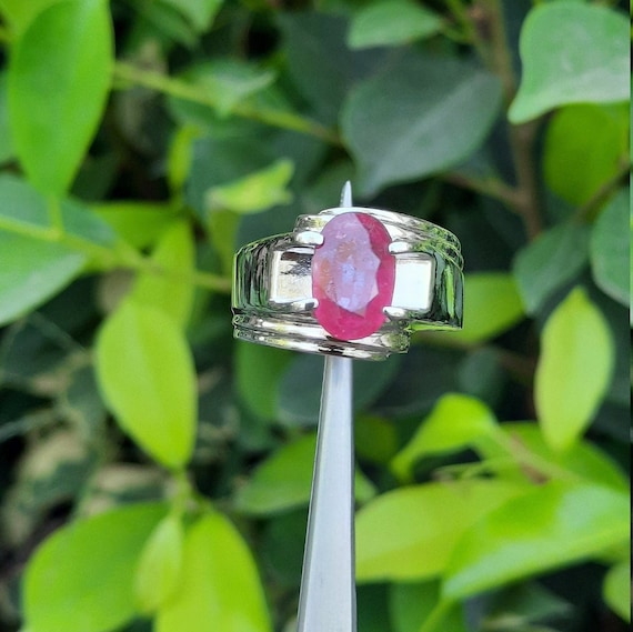 Mens Natural Ruby Ring Real Ruby Stone Ring Genui… - image 2