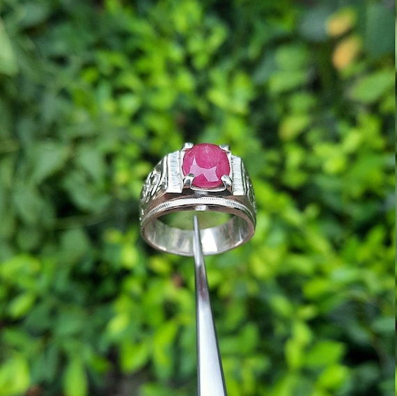Mens Natural Ruby Ring Natural Antique Ruby Stone… - image 4