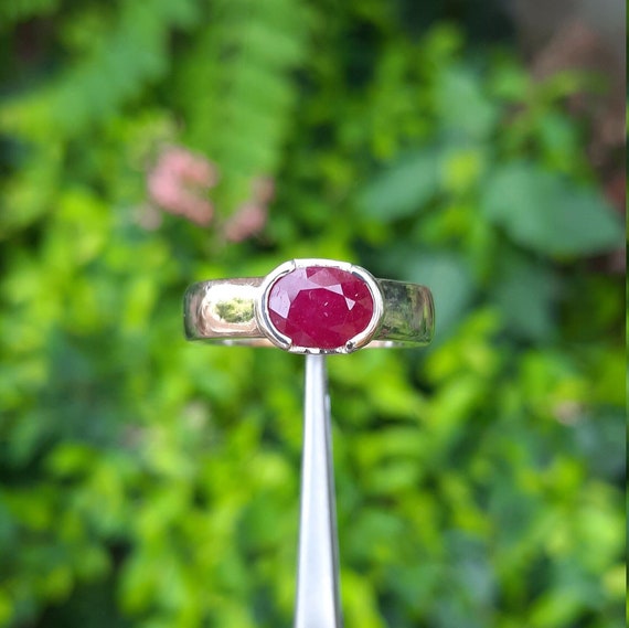 Mens Natural Ruby Stone Ring Real Mens Ruby Ring … - image 5