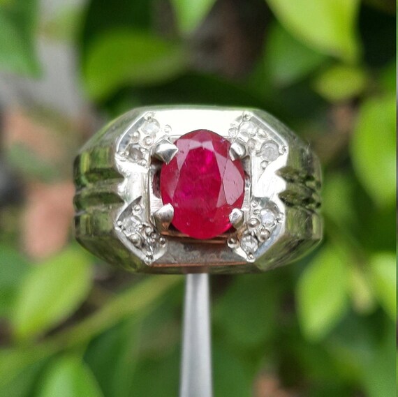 Mens Natural Ruby Stone Ring Original Ruby Stone … - image 7