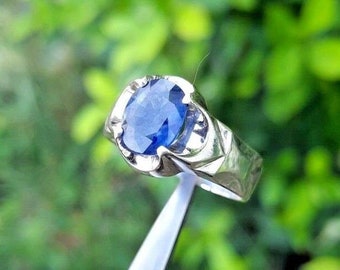 Original Royal Blue Cornflower Blue Sapphire Stone Ring Natural Neelam Ring Mens