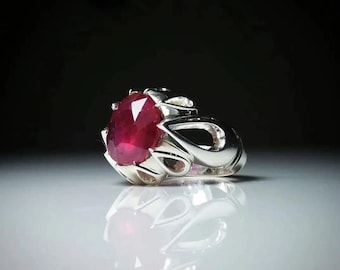 African Natural Red Ruby Stone Sterling Silver Handmade Ring Shia Ring Muharram Real Original African Ruby Ring Genuine Ruby Mens Ring