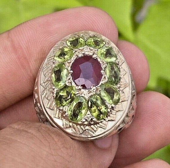 Natural Afghanistan Ruby With Original Peridot Mu… - image 1
