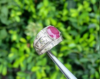 Mens Natural Ruby Ring Real Ruby Stone Ring Genuine Mens Ruby Ring Original Mens Ruby Stone Ring Unheated Ruby Stone Ring Natural Yaqoot Sto