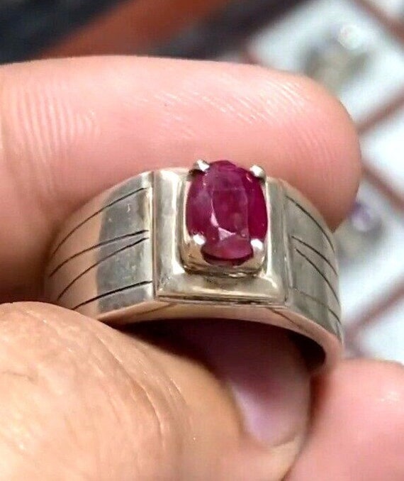 Natural Ruby Stone Fashion Ring Red Ruby Stone Ri… - image 4