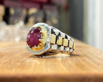 Pigeon Blood Red African Natural Ruby Stone Ring Real Ruby Ring Genuine Ruby