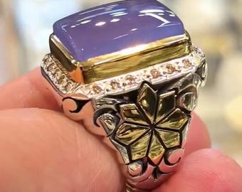 Pure Yemeni Agate Ring - Natural Aqeeq Gemstone Jewelry for Men & Women - Handmade Elegant Statement Gift