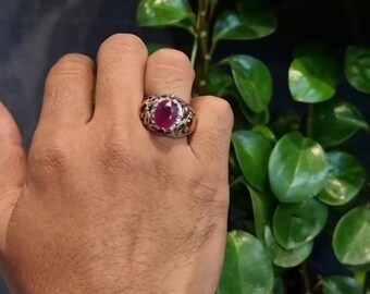 Real Xmas Gift Natural Red Ruby Ring 925 Sterling Silver African Ruby Fine Jewelry