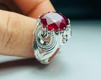 Afghanistan Ruby Stone Sterling Silver 925 Ring Red Ruby Ring Real Original Ruby