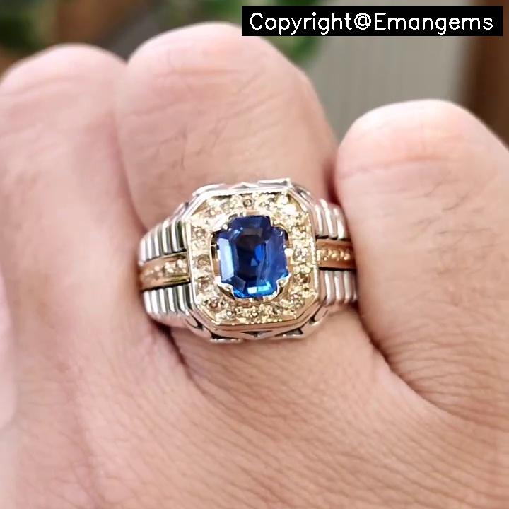 天然スリランカ産サファイアリング - 男女兼用、本物の非加熱