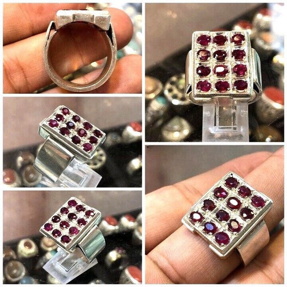 Multi stones Ruby Ring Afghanistan Multi Untreate… - image 1
