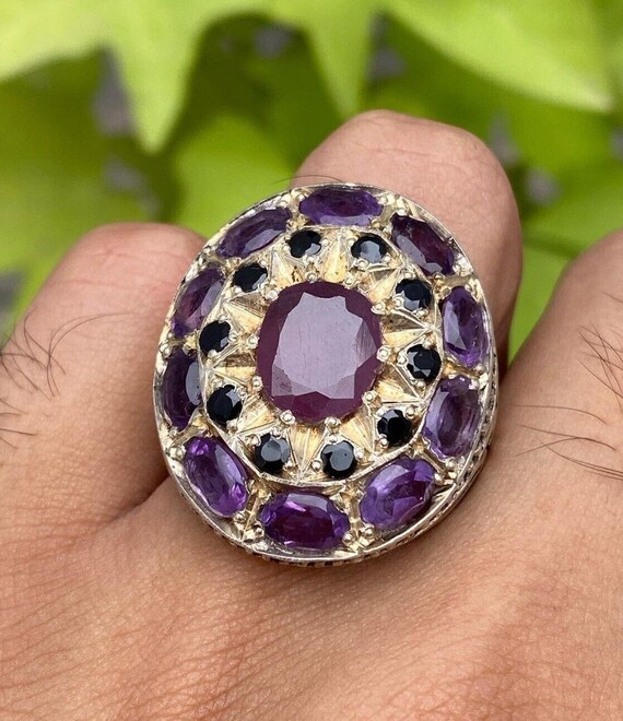 Original Ruby Amethyst Sapphire Multigemstone Rin… - image 5
