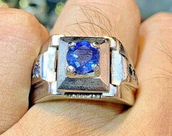 Natürlicher Ceylon Saphir Stein Ring Echter Saphir Ring Original Blauer Saphir