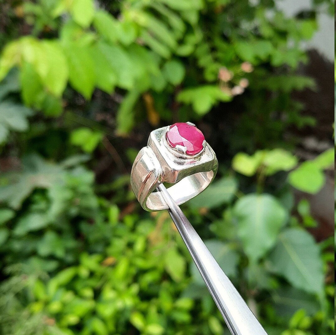 Mens Natural Ruby Ring Original Ruby Stone Ring Afghanistan Genuine ...