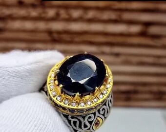 Original African Blue Sapphire Ring 925 Sterling Silver - Natural Blue Gemstone - Handmade Jewelry - New Year Gift for Him & Her