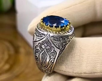 Xmas Real Swiss Blue Topaz Ring - Natural Swiss Origin Gemstone - 925 Sterling Silver Ring - Handmade December Birthstone Gift for Her