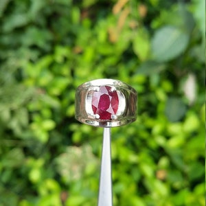Anillo de rubí original, anillo de rubí real, anillo de rubí genuino de Afganistán, anillos de boda de rubí, anillo de rubí para hombre, anillo de rubí sin tratar, piedra Yaqoot maníaca imagen 2