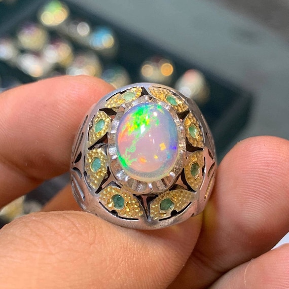 ★47bag ★ 925 Silver Opal Birthstone Raw Stone Ring Tierra il_1080xN.3978111371_qv2k.jpg