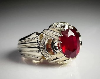 Tanzania Ruby Sterling Silver Ring Xmas Gift Genuine Ruby Fine Silver Ring Mens