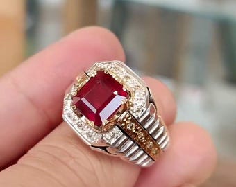 First-Class Red Ruby Ring - Natural Unheated Ruby Gemstone Jewelry for Men & Women - Handmade Luxury Gift