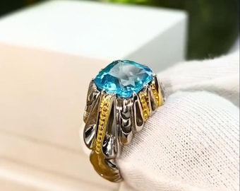 Xmas Gift Sky Blue Topaz Ring from Brazil | 925 Sterling Silver - Christmas Gift for Her - Dainty Natural Gemstone Jewelry