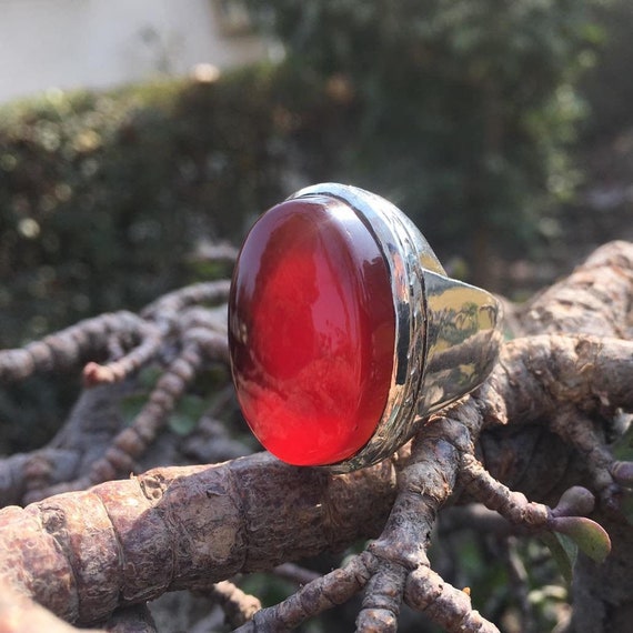 Black Yemeni Aqeeq Stone Ring Natural Yamani Haqeeq Silver Ring Original  Yamni Black Blood Red Akik Ring Shia Ring Valentine Gift Black Ring